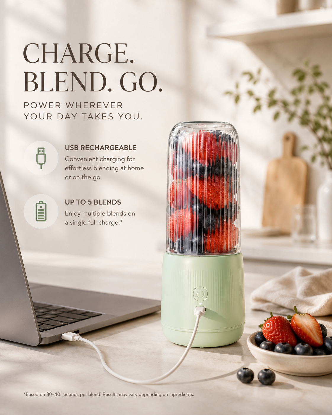 Tragbarer Mini Smoothie Mixer – Kabellos & Wiederaufladbar